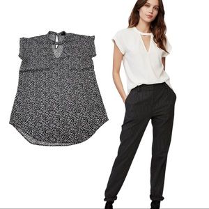 Express Satin Choker Neck Gramercy Tee XS Black & White